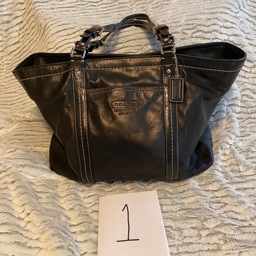 Black leather coach purse gently used